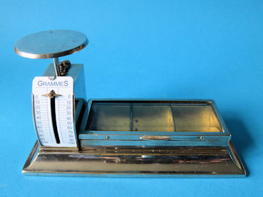letter scale with stamp box, maker unknown