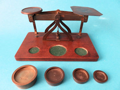 the weights in front of the balance