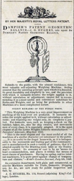 advert for Dampier's Geometric Balance