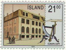 letter scale on Icelandic stamp 1990